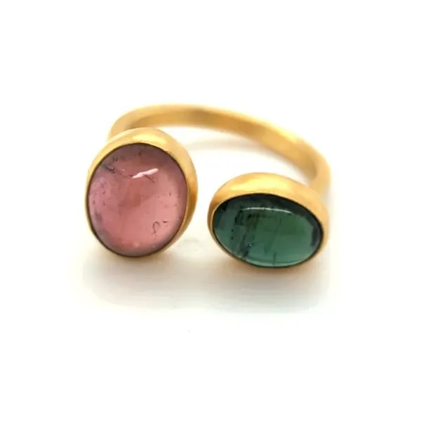 Green & Pink Tourmaline Cabochon Cuff Ring Blue Heron Jewelry Company Poulsbo, WA