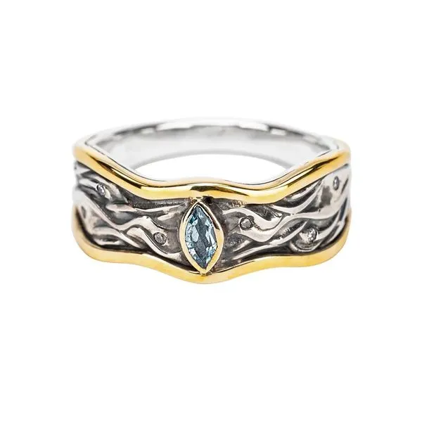 Silver & 10k Gold Rocks 'N Rivers Marquise Ring Blue Heron Jewelry Company Poulsbo, WA