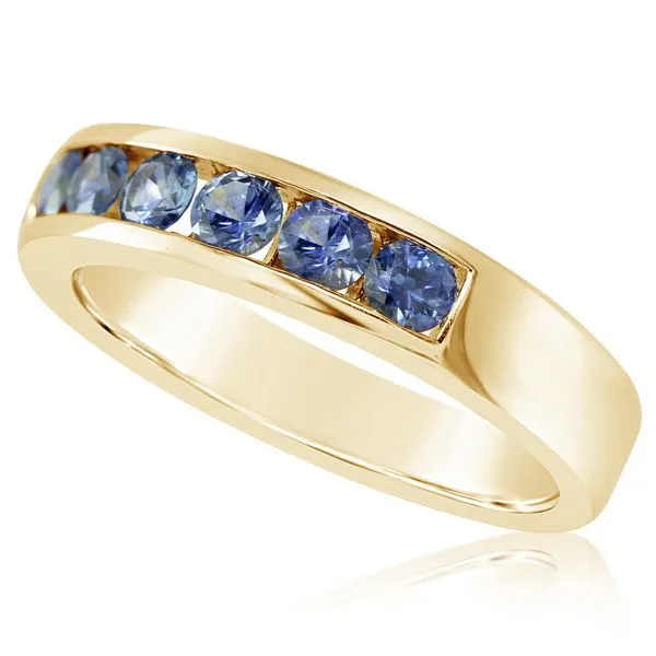 14k Gold Channel-Set Round Montana Sapphire Ring Blue Heron Jewelry Company Poulsbo, WA