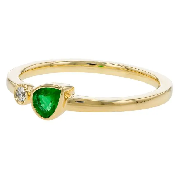 Pear Emerald & Diamond Stacking Ring Image 2 Blue Heron Jewelry Company Poulsbo, WA