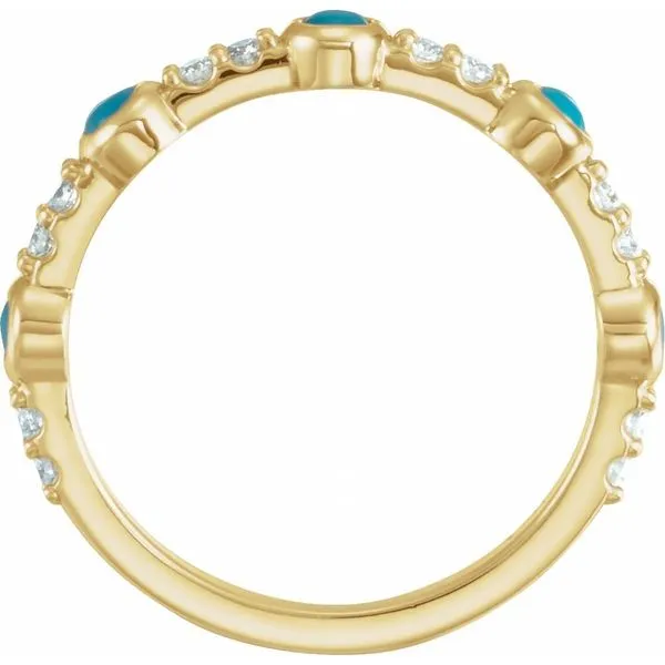 14k Yellow Gold Turquoise Cabochon & Diamond Stack Ring Image 2 Blue Heron Jewelry Company Poulsbo, WA