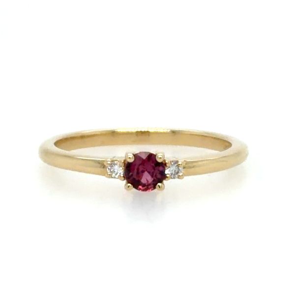 14k Yellow Gold Berry Sapphire & Diamond 3-Stone Ring Blue Heron Jewelry Company Poulsbo, WA