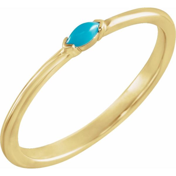 14k Gold Marquise-Shape Turquoise Stack Ring Blue Heron Jewelry Company Poulsbo, WA