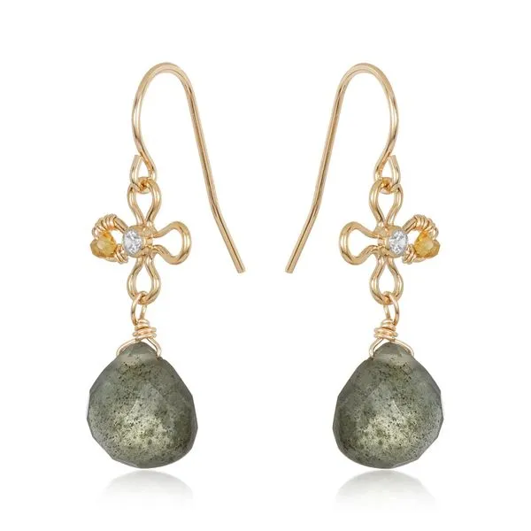 Floral Gem II Moss Aqua, Citrine, CZ Dangle Earrings Blue Heron Jewelry Company Poulsbo, WA