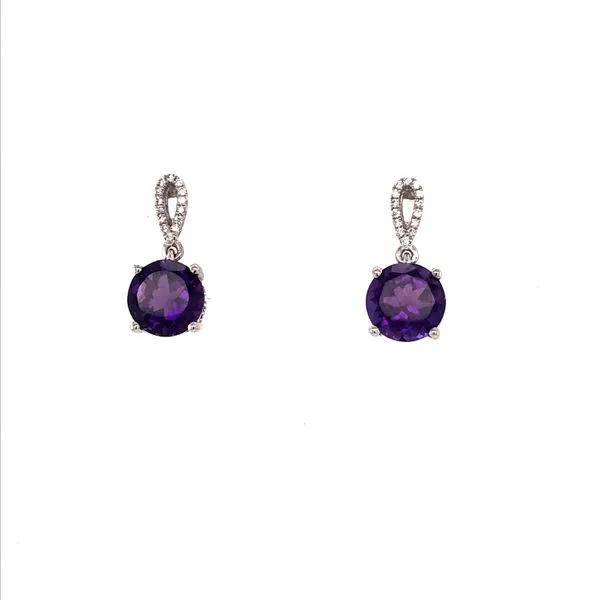 Amethyst & Diamond 14K White Gold Earrings Blue Heron Jewelry Company Poulsbo, WA