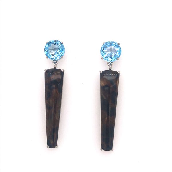 Topaz & Pietersite Dangle Earrings Blue Heron Jewelry Company Poulsbo, WA