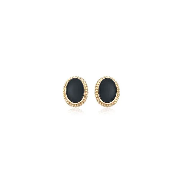 Black Onyx Twist Bezel Stud Earrings Blue Heron Jewelry Company Poulsbo, WA