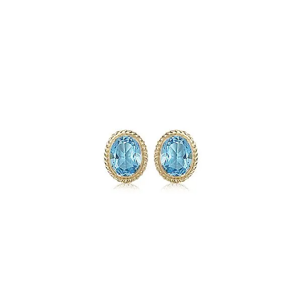 Blue Topaz Twist Bezel Stud Earrings Blue Heron Jewelry Company Poulsbo, WA