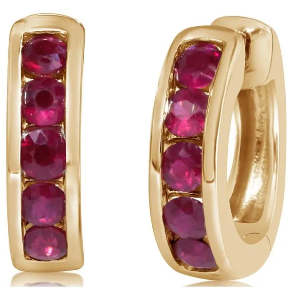 Ruby Huggie Hoop Earrings Blue Heron Jewelry Company Poulsbo, WA