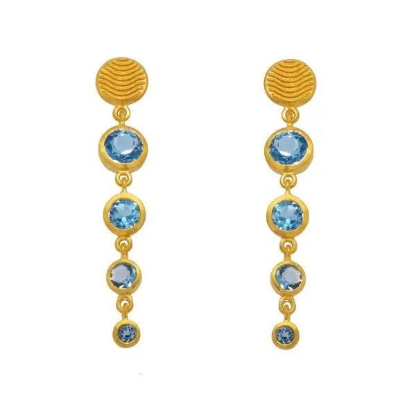 Serenity Blue Topaz Graduated 24K Vermeil Earrings Blue Heron Jewelry Company Poulsbo, WA