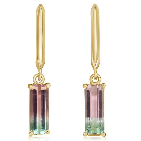 Watermelon Tourmaline Dangle Earrings Blue Heron Jewelry Company Poulsbo, WA