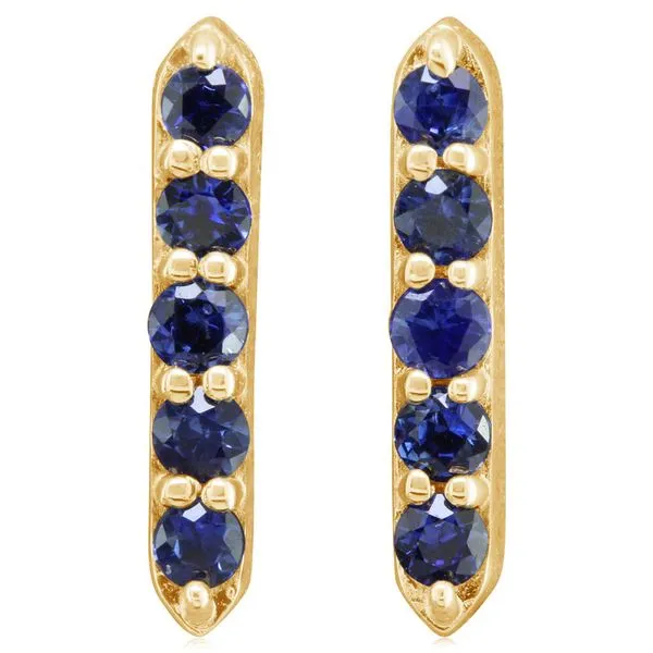 Blue Sapphire Bar Stud Earrings Blue Heron Jewelry Company Poulsbo, WA