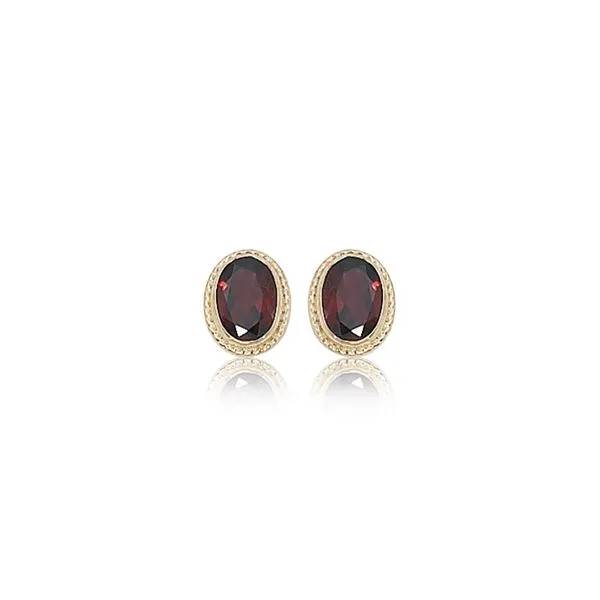 Oval Garnet Twist Border Earrings Blue Heron Jewelry Company Poulsbo, WA