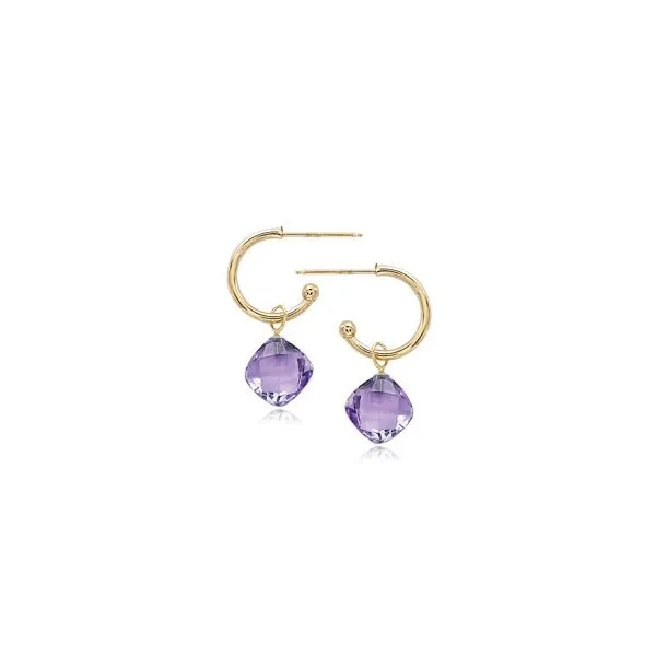 Amethyst Charm Hoop Earrings Blue Heron Jewelry Company Poulsbo, WA