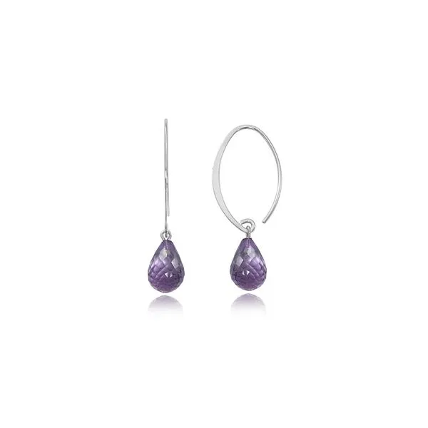 Sterling Silver Simple Sweep Amethyst Earrings Blue Heron Jewelry Company Poulsbo, WA