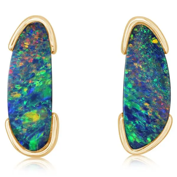 Australian Opal Doublet Stud Earrings Blue Heron Jewelry Company Poulsbo, WA