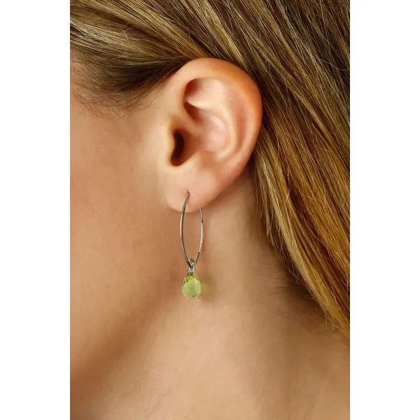 Silver Simple Sweep Peridot Earrings Image 2 Blue Heron Jewelry Company Poulsbo, WA