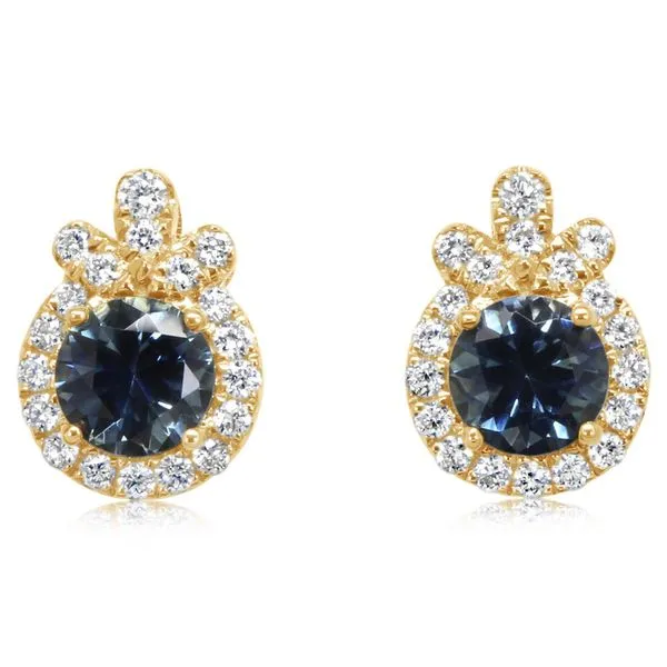 Montana Sapphire & Diamond Halo Earrings Blue Heron Jewelry Company Poulsbo, WA