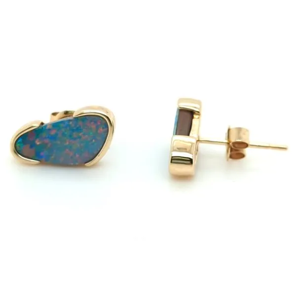 Australian Opal Stud Earrings Image 2 Blue Heron Jewelry Company Poulsbo, WA