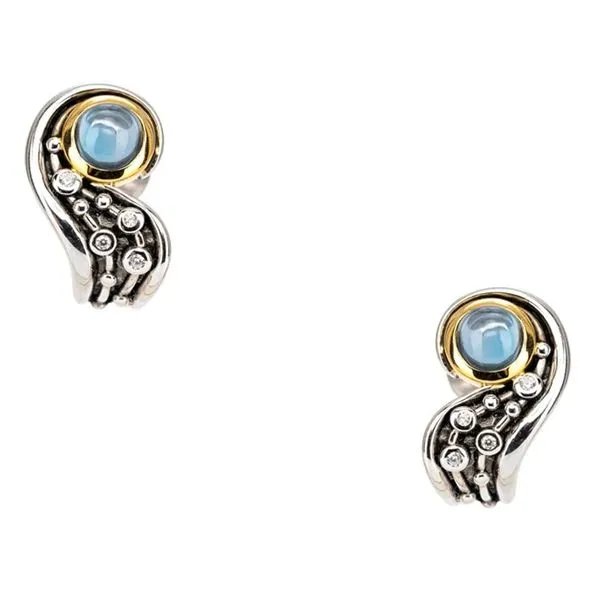 London Blue Topaz Celestial Swirl Earrings Blue Heron Jewelry Company Poulsbo, WA