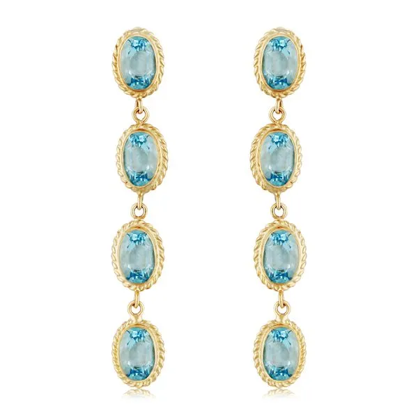 Oval Blue Topaz Dangle Earrings Blue Heron Jewelry Company Poulsbo, WA