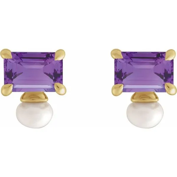 Amethyst & Pearl Stud Earrings Blue Heron Jewelry Company Poulsbo, WA