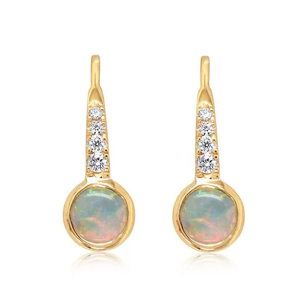 Australian Opal & Diamond Drop Earrings Blue Heron Jewelry Company Poulsbo, WA