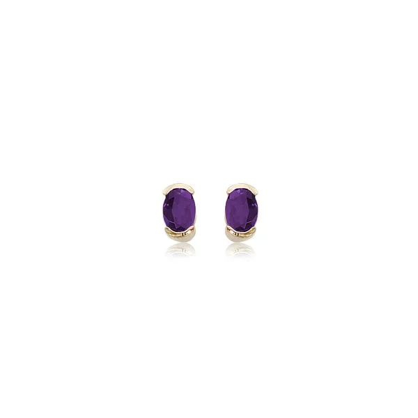 14k Gold Oval Amethyst Earrings Blue Heron Jewelry Company Poulsbo, WA