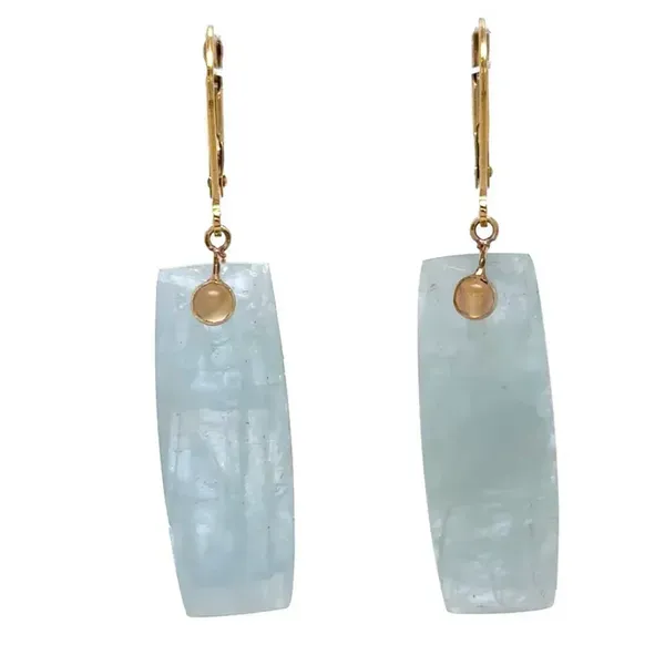 Long Aquamarine Slice Drop Earrings Blue Heron Jewelry Company Poulsbo, WA