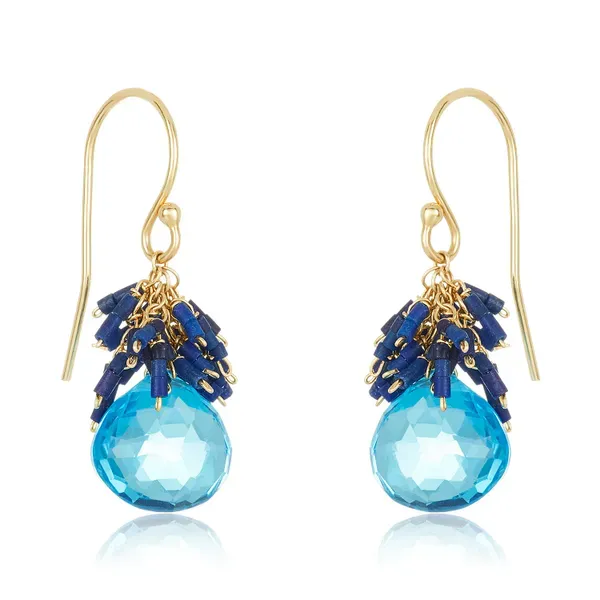 Lapis & Blue Topaz Cluster Earrings Blue Heron Jewelry Company Poulsbo, WA