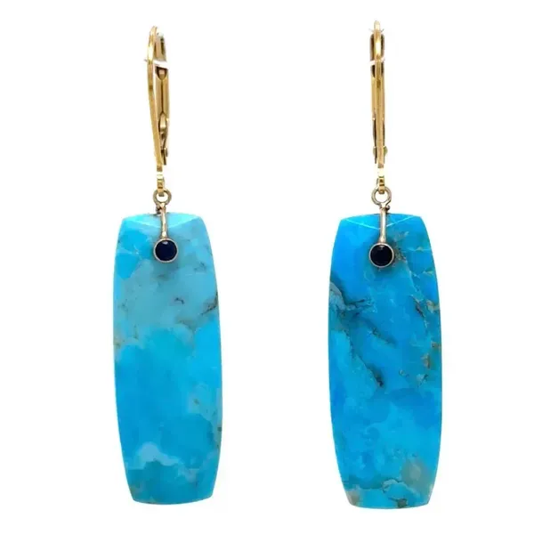 Long Turquoise Slice Drop Earrings Blue Heron Jewelry Company Poulsbo, WA