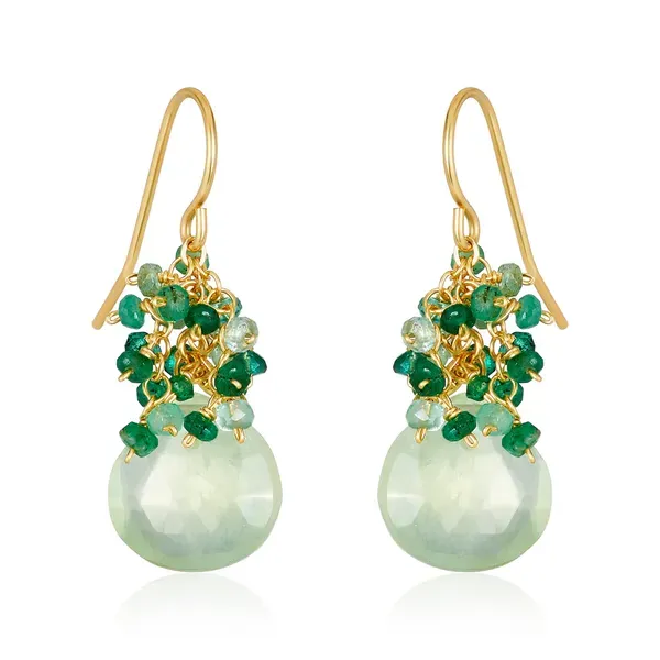 Prehnite & Emerald Clusters Drop Earrings Blue Heron Jewelry Company Poulsbo, WA