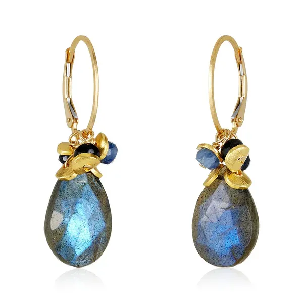 Faceted Labradorite Drop Earrings Blue Heron Jewelry Company Poulsbo, WA