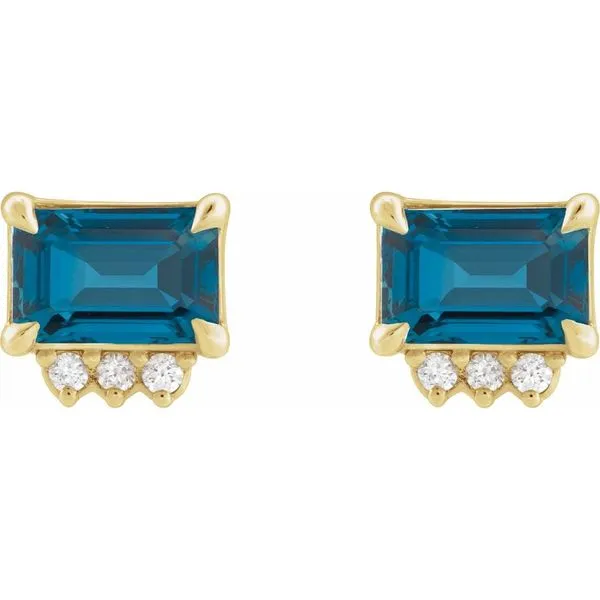 London Blue Topaz & Diamond Stud Earrings Blue Heron Jewelry Company Poulsbo, WA