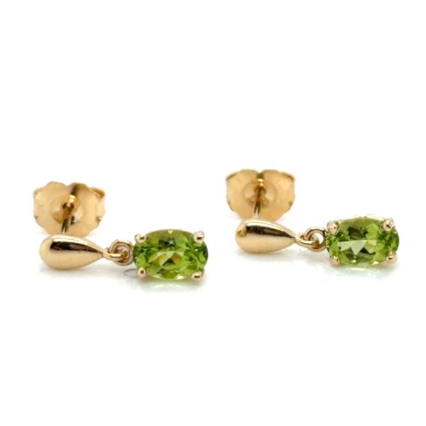 14k Yellow Gold Peridot Dangle Stud Earrings Blue Heron Jewelry Company Poulsbo, WA