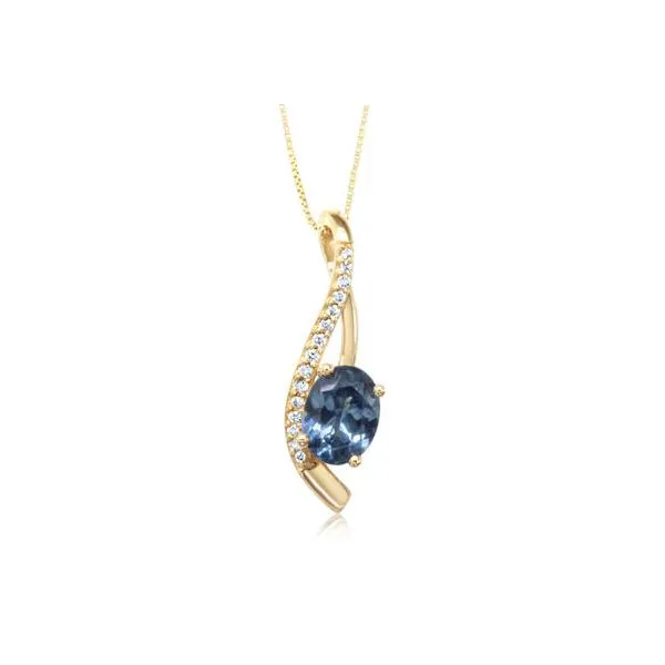 Diamond Accented Montana Sapphire Gold Pendant Blue Heron Jewelry Company Poulsbo, WA