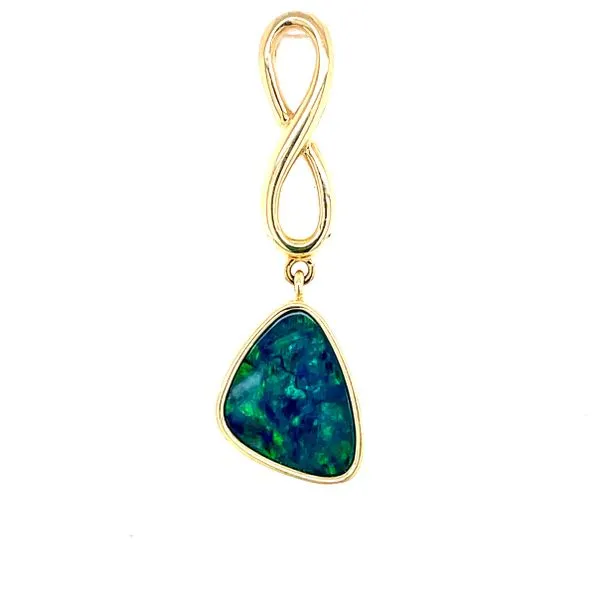 Opal Doublet Infinity Drop Pendant Blue Heron Jewelry Company Poulsbo, WA