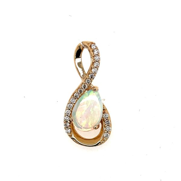 Diamond Accented Infinity Swirl Opal Pendant Blue Heron Jewelry Company Poulsbo, WA