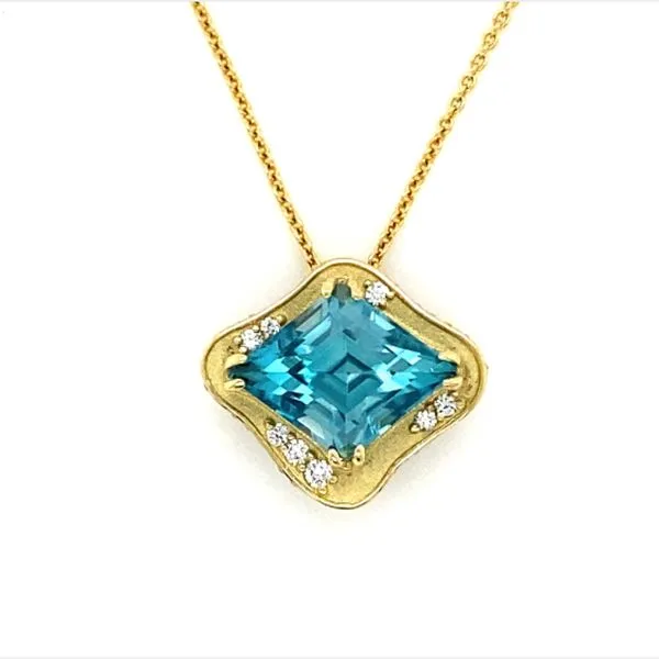 Tidal Currents Blue Zircon Slide Pendant Image 3 Blue Heron Jewelry Company Poulsbo, WA