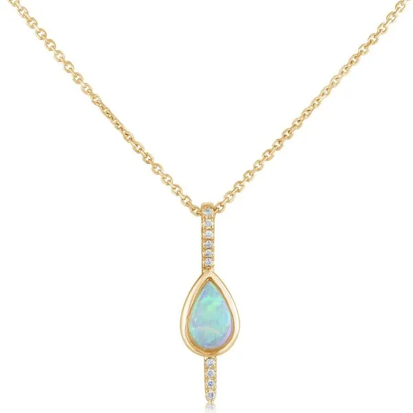 Australian Opal & Diamond Pendant Blue Heron Jewelry Company Poulsbo, WA