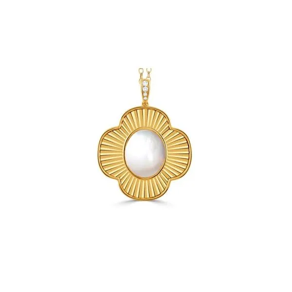 Clover Pendant w/ Quartz & Mother of Pearl Center Blue Heron Jewelry Company Poulsbo, WA