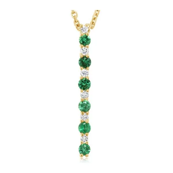 Emerald & Diamond Vertical Bar Pendant Blue Heron Jewelry Company Poulsbo, WA