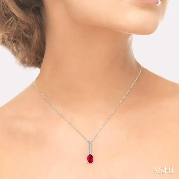 Oval Ruby & Diamond Necklace Image 2 Blue Heron Jewelry Company Poulsbo, WA