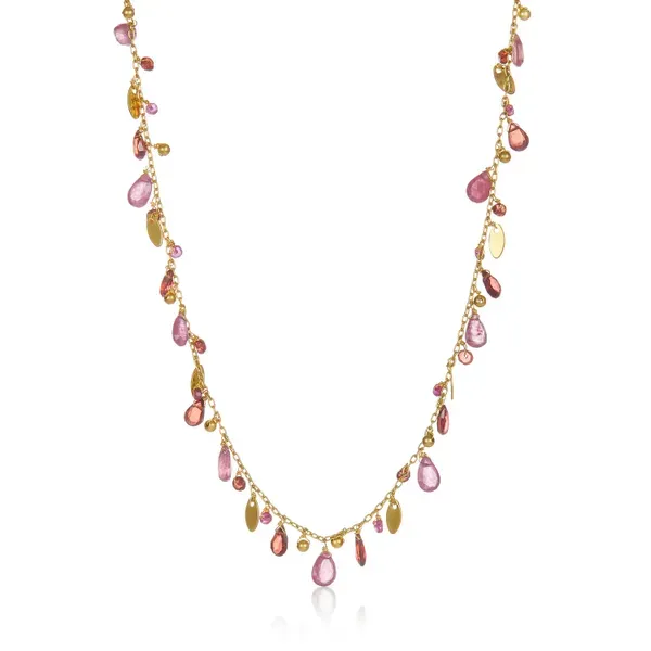 Leaf & Petal Pink Sapphires, Tourmaline, & Ruby Necklace Blue Heron Jewelry Company Poulsbo, WA