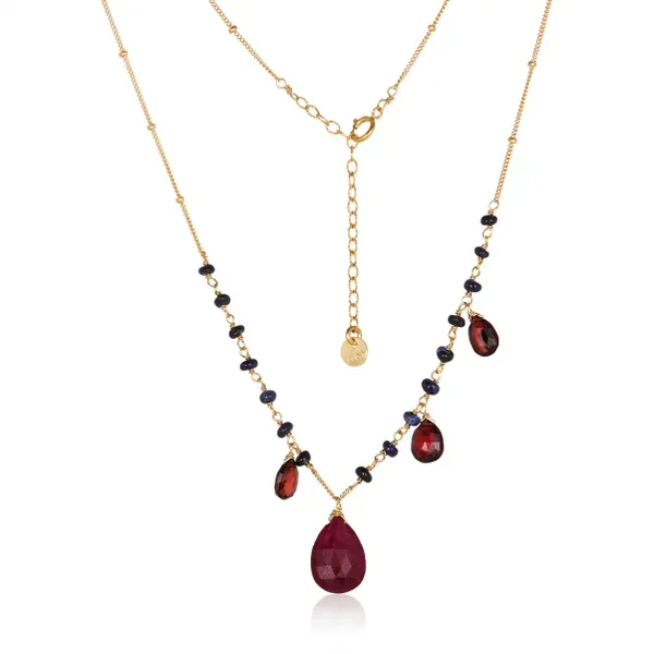 Ruby Drop & Sapphire Bead Necklace Blue Heron Jewelry Company Poulsbo, WA