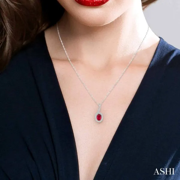 Oval Shape Gemstone & Diamond Pendant Image 2 Blue Heron Jewelry Company Poulsbo, WA