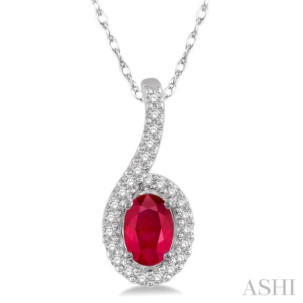 Oval Ruby & Diamond Necklace Blue Heron Jewelry Company Poulsbo, WA