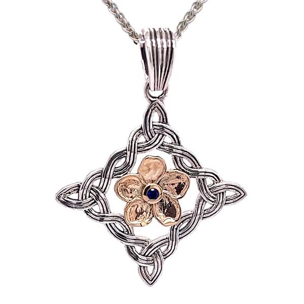 Sterling Silver & 10k Gold Forget-Me-Not Necklace 18