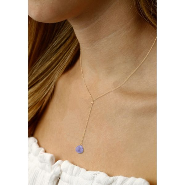 Amethyst Briolette Y-Drop Necklace Image 2 Blue Heron Jewelry Company Poulsbo, WA