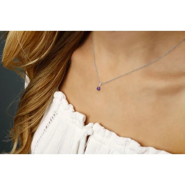 Round Amethyst Pendant Necklace Image 2 Blue Heron Jewelry Company Poulsbo, WA